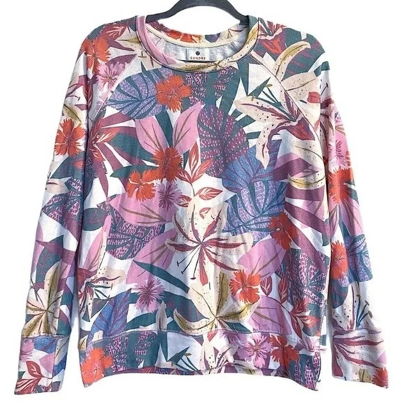 Sundry Women’s Tropical Raglan Pullover Sweatshirt Size 0 (XS) Floral Print EUC - Picture 2 of 9